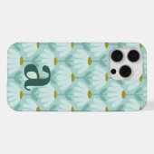 Middelgrote Monogram Letter Turquoise Blauwe Vinta iPhone Hoesje (Achterkant horizontaal)