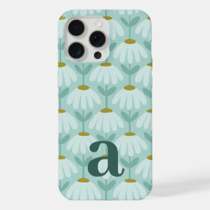 Middelgrote Monogram Letter Turquoise Blauwe Vinta iPhone 15 Pro Max Case