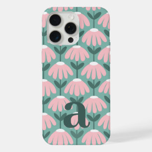 Middelgrote monogramletter roze & groen vintage bl iPhone 15 pro max case