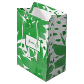 Middelgrote, op maat gemaakte, groene fortuintas medium cadeauzakje (Voorkant Gekanteld)