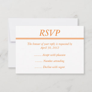 Middelgrote Oranje RSVP-, Antwoord- of reactiekaar RSVP Kaartje