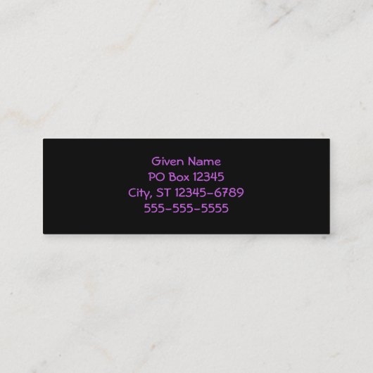 Middelgrote orchidee snor mini visitekaartje (Achterkant)