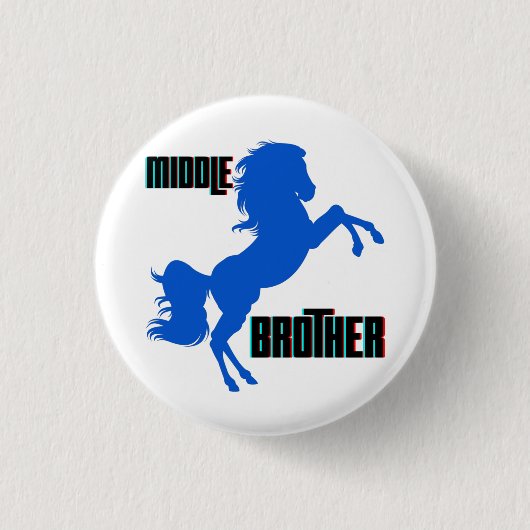 Middelgrote paardenfok ronde button 3,2 cm (Voorkant)