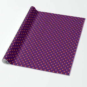 Middelgrote Paarse en pompoen Oranje pokadots Cadeaupapier
