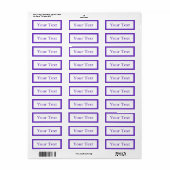 Middelgrote Paarse Stickers of labels met aangepas (Full Sheet)