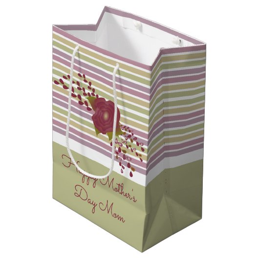 Middelgrote pastel streep Moederdag geschenkzak Medium Cadeauzakje (Voorkant Gekanteld)