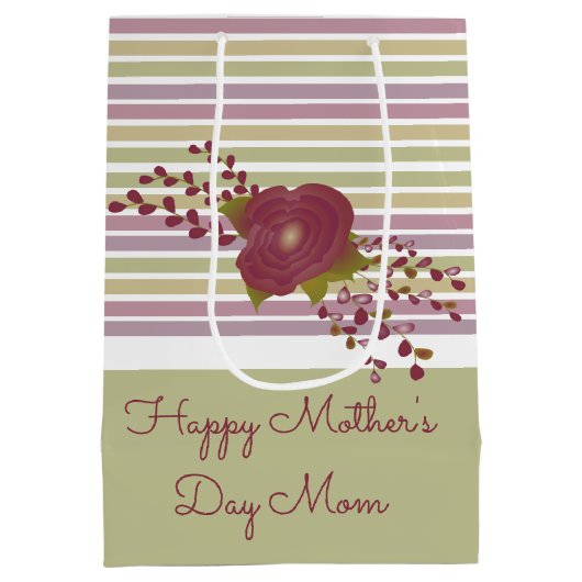 Middelgrote pastel streep Moederdag geschenkzak Medium Cadeauzakje (Achterkant)