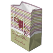 Middelgrote pastel streep Moederdag geschenkzak Medium Cadeauzakje (Achterkant Gekanteld)