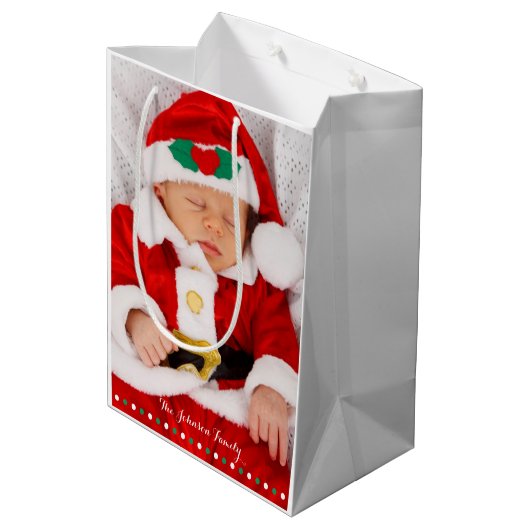 Middelgrote persoonlijke kerstcadeaus medium cadeauzakje (Achterkant Gekanteld)