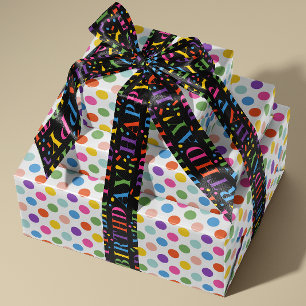 Middelgrote regenboogkleurige polka stippen patroo cadeaupapier