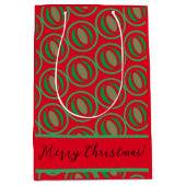 Middelgrote rode, groene tas met cadeau medium cadeauzakje (Voorkant)