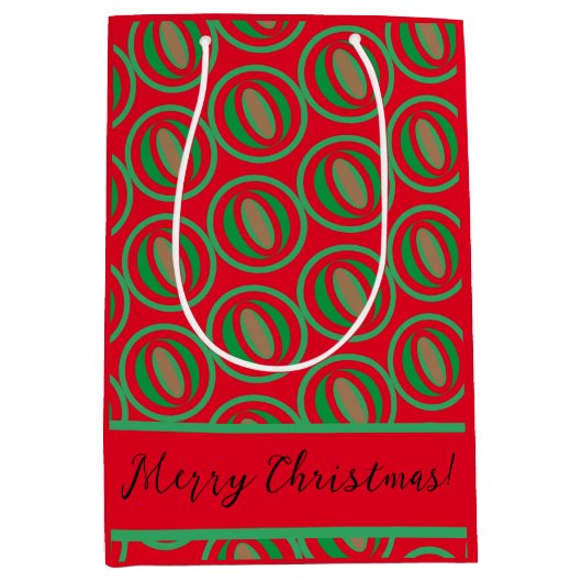 Middelgrote rode, groene tas met cadeau medium cadeauzakje (Voorkant)