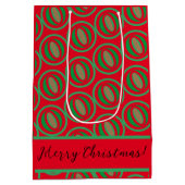 Middelgrote rode, groene tas met cadeau medium cadeauzakje (Achterkant)