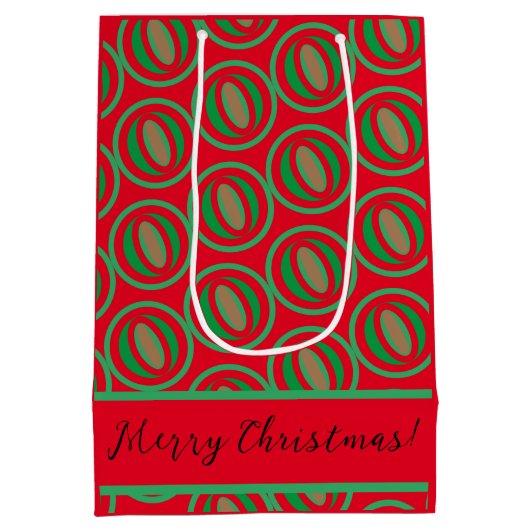 Middelgrote rode, groene tas met cadeau medium cadeauzakje (Achterkant)