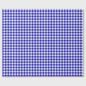 Middelgrote Royal Blue en White Houndstooth Cadeaupapier (Vlak)