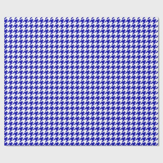 Middelgrote Royal Blue en White Houndstooth Cadeaupapier (Vlak)
