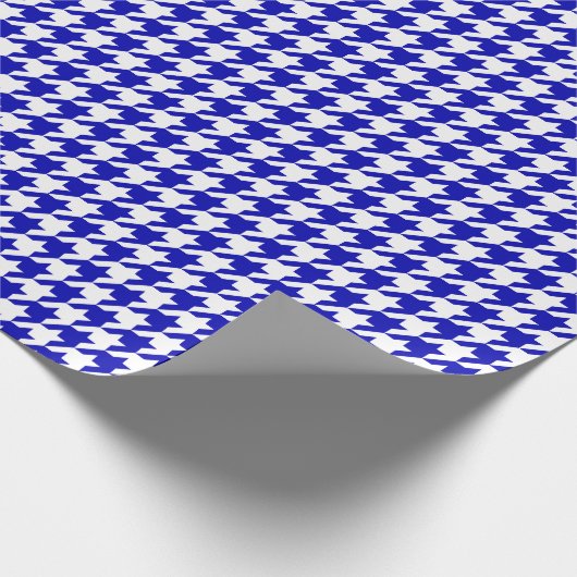 Middelgrote Royal Blue en White Houndstooth Cadeaupapier (Hoek)