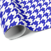 Middelgrote Royal Blue en White Houndstooth Cadeaupapier (Rol Hoek)