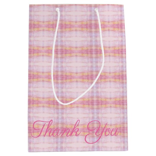 Middelgrote roze roze plaat Dank je cadeautas (Voorkant)
