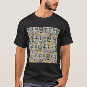 Middelgrote schaal van mediterraan tegelpatroon me t-shirt