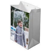Middelgrote Sneeuwende Foto Kerst Groet Cadeautass Medium Cadeauzakje (Voorkant Gekanteld)