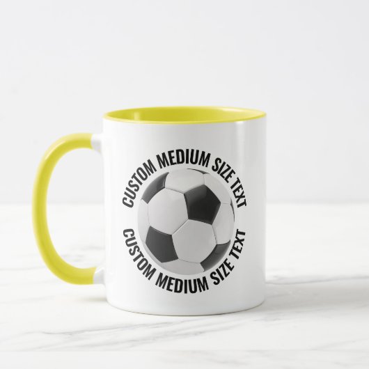 Middelgrote tekst GELE Combo 325ml Douanevoetbal Mok (Links)