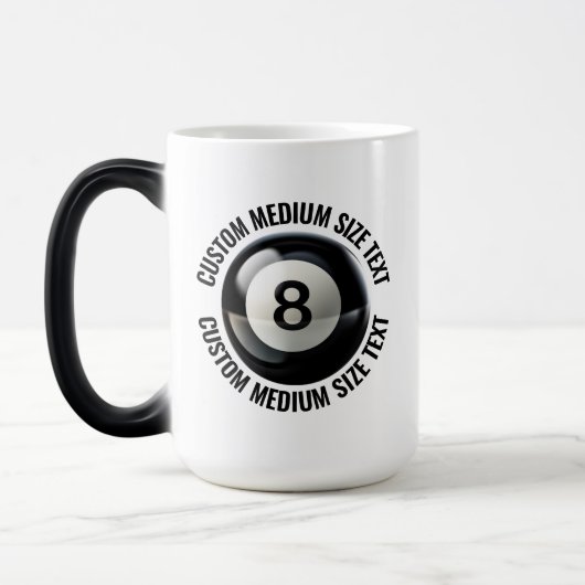 Middelgrote tekst, Pool 8 Ball 15oz Aangepaste war Magische Mok (Links)