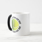 Middelgrote tekst, tennisbal 320 gram aangepaste w magische mok (Voorkant links)
