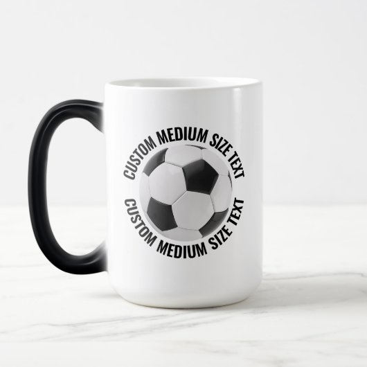 Middelgrote tekst, Voetbal 425g Aangepaste warmte Magische Mok (Links)