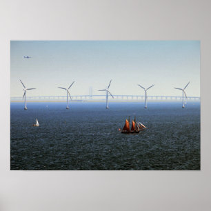 Middelgrunden Wind Boerderij, Oresund, Denemarken Poster