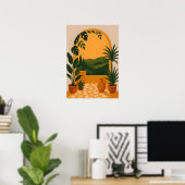 Middelhav tuin met bogen muurkunst zicht poster (Thuiskantoor)