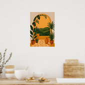 Middelhav tuin met bogen muurkunst zicht poster (Keuken)