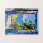Middelhavenzezicht met Bougainvillea Legpuzzel (Horizontaal)