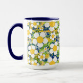 Middelhaverbloesems Blauw Geel en Wit Mok (Links)