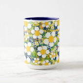 Middelhaverbloesems Blauw Geel en Wit Mok (Midden)