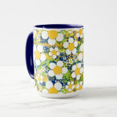 Middelhaverbloesems Blauw Geel en Wit Mok (Voorkant links)