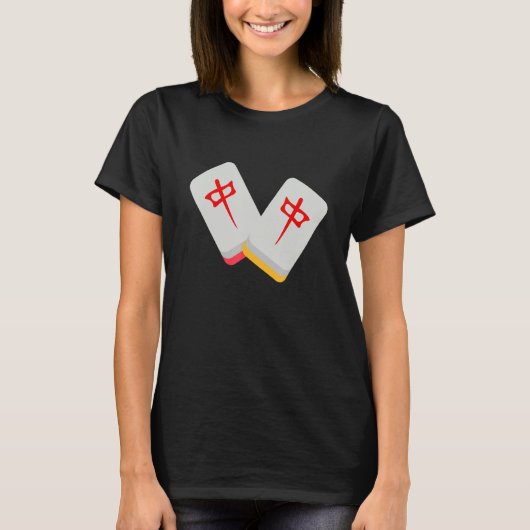 Middeljong Mahjong Tile Funny Clothing Medium Mahj T-shirt (Voorkant)