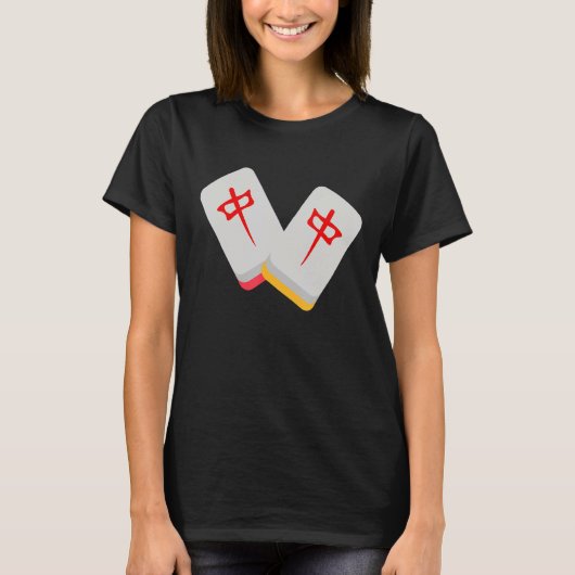 Middeljong Mahjong Tile Funny Clothing Medium Mahj T-shirt (Voorkant)