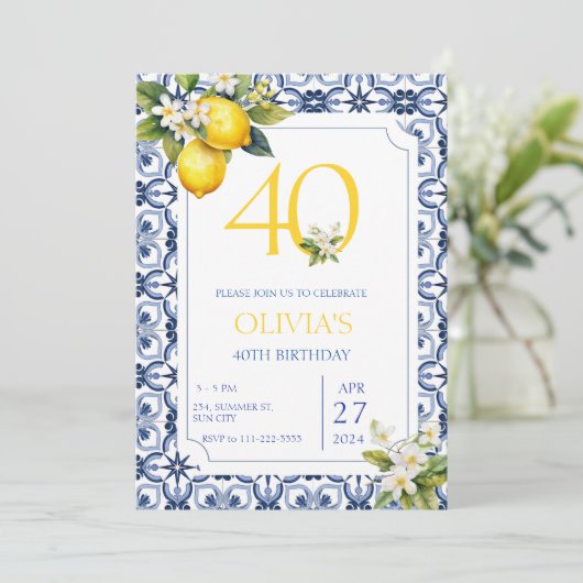 Middellandse Citroen 40e Verjaardag Elke Leeftijd Kaart (Staand voorkant)