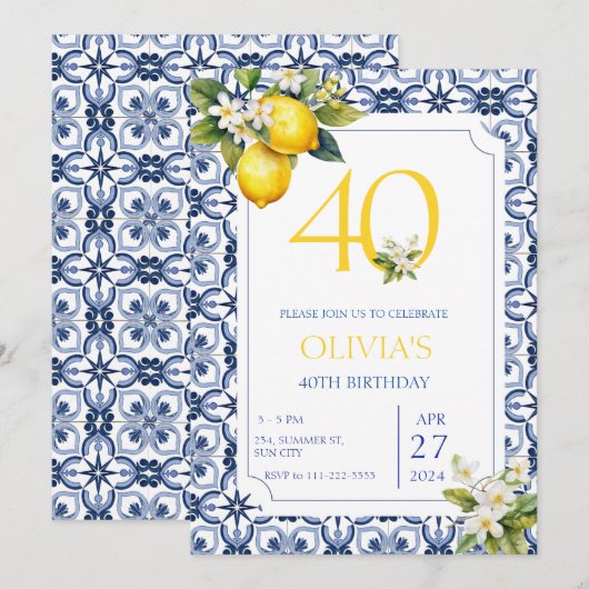 Middellandse Citroen 40e Verjaardag Elke Leeftijd Kaart (Voorkant / Achterkant)