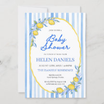 Middellandse Citroen Baby Shower Uitnodiging