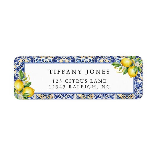 Middellandse Citroen Bruidsontbijt Retouradres Etiket (Voorkant)