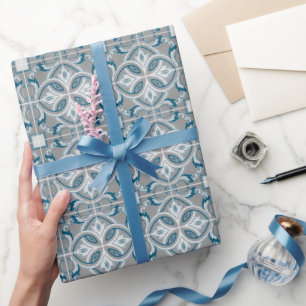 Middellandse Italië Blauwe Tegels Bruidsdouche Cadeaupapier