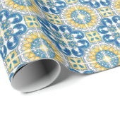 Middellandse Italië Blauwe Tegels Bruidsmeisje  Cadeaupapier (Rol Hoek)