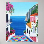Middellandse kust terras muurkunst poster (Voorkant)