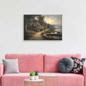 Middellandse kustdorp - 19e-eeuwse stijl canvas afdruk (Insitu (Woonkamer))