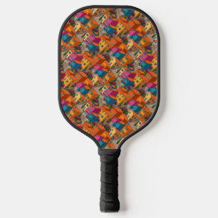Middellandse Straat — Kleurrijke Huizen Patroon Pickleball Paddle