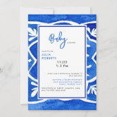 Middellandse-Tegel Kobalt Blue Baby shower Kaart (Voorkant)