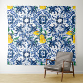 Middellandse-tegels, majolica, blauwe tegels, citr wandkleed (In Situ (horizontaal))