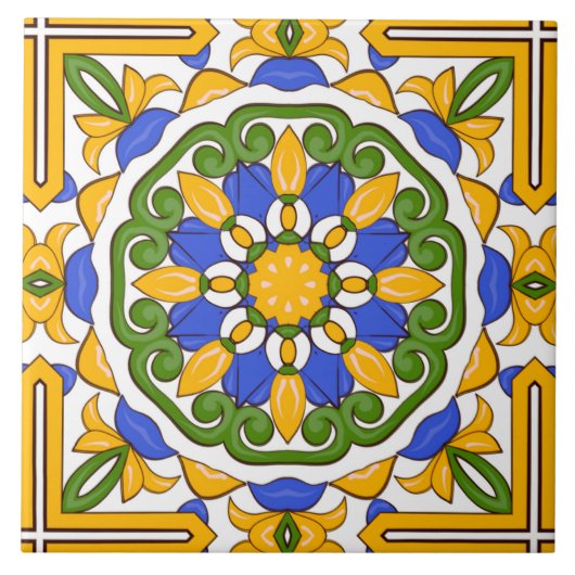 Middellandse-tegels, majolica,Siciliaans,keramisch Tegeltje (Voorkant)